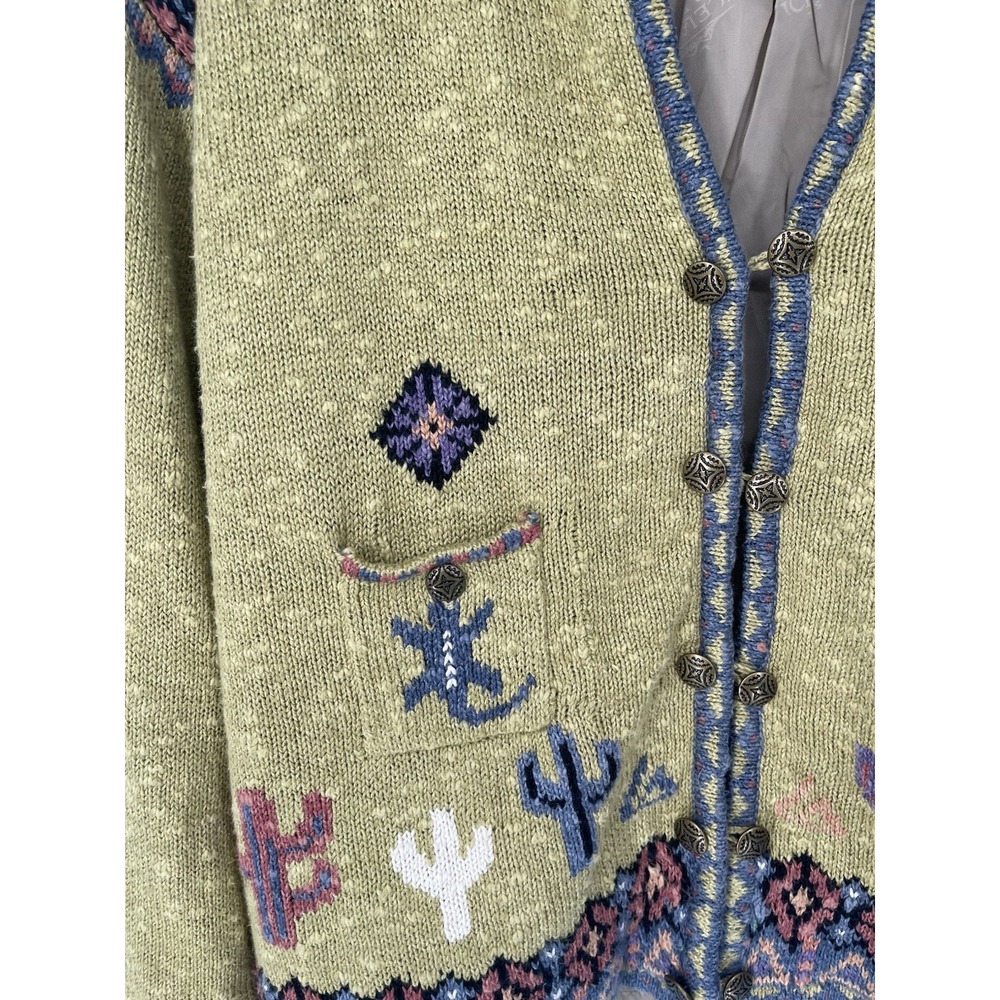 Vtg 1990s Monterey Bay Green Cactus Embroidered Button Up Barn Jacket Sz L - Picture 3 of 16